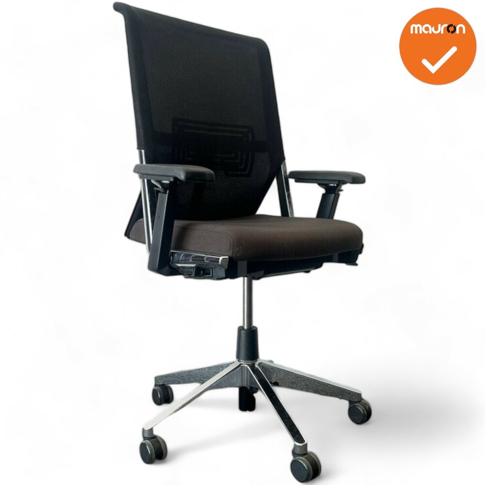 Haworth Comforto 59 - Bruine stoffering - gepolijst aluminium voetkruis