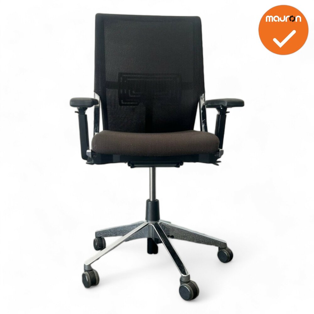 Haworth Comforto 59 - Bruine stoffering - gepolijst aluminium voetkruis