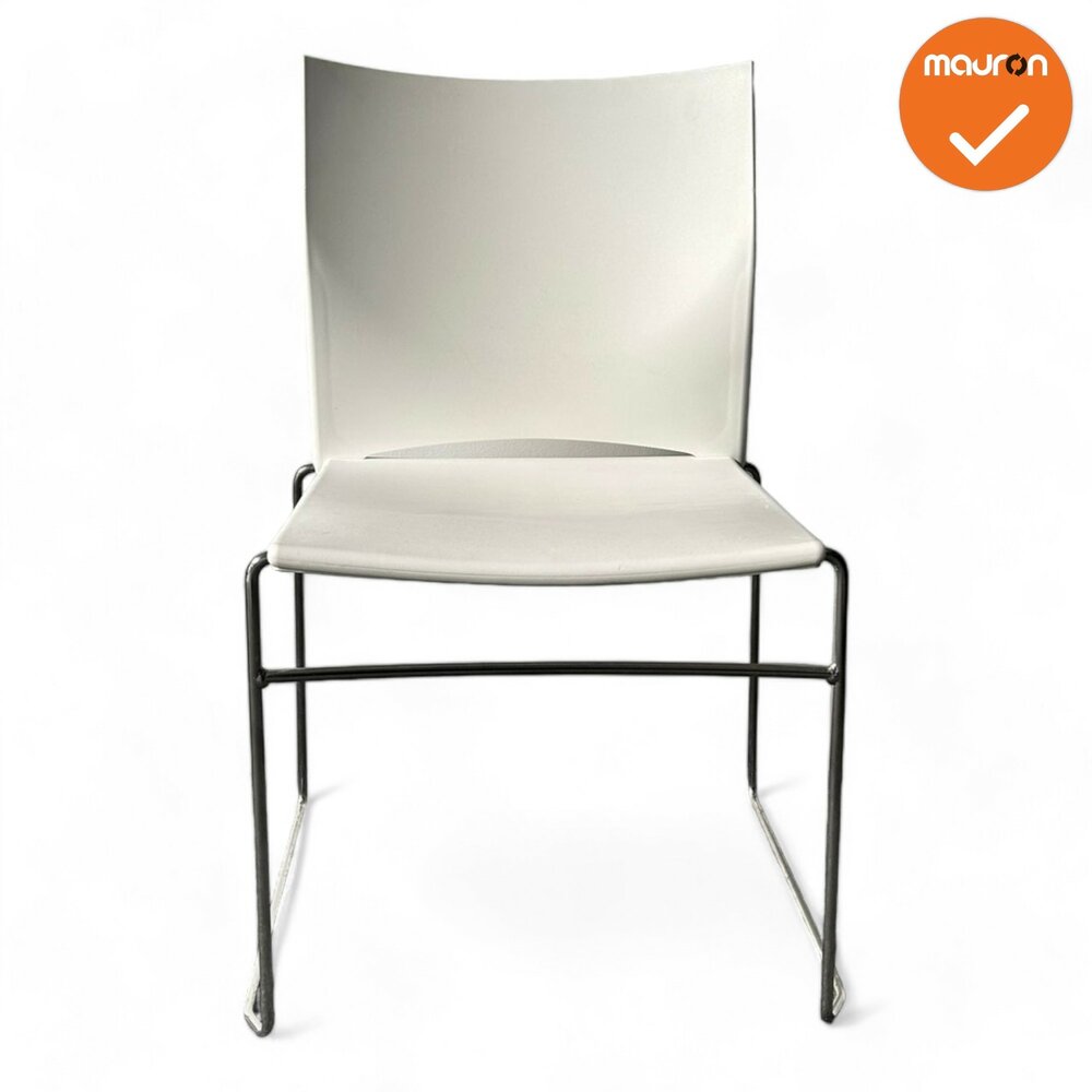 Vergaderstoel FP S450 - Wit leer - Chroom frame