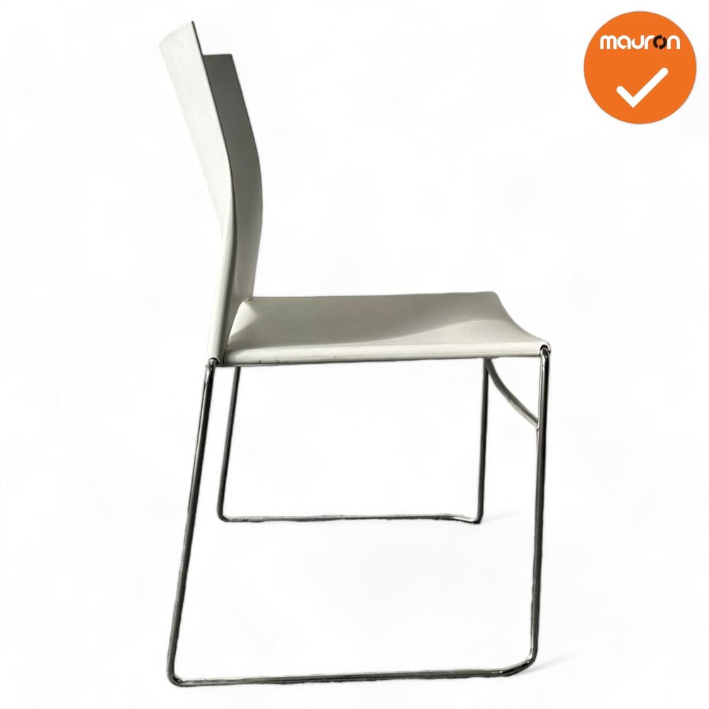Vergaderstoel FP S450 - Wit leer - Chroom frame