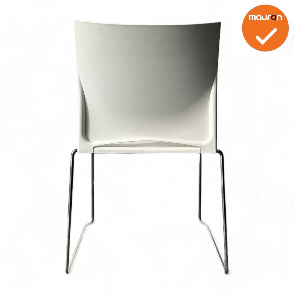 Vergaderstoel FP S450 - Wit leer - Chroom frame