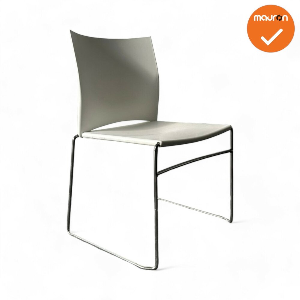 Vergaderstoel FP S450 - Wit leer - Chroom frame