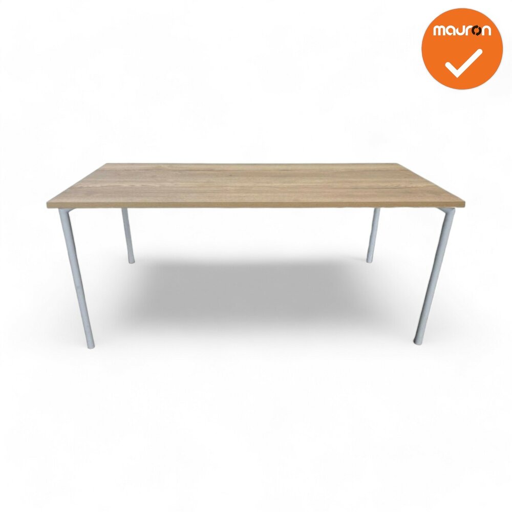 Vergadertafel - 4-poots - 160x80cm - met wit onderstel - Bladkleur naar keuze