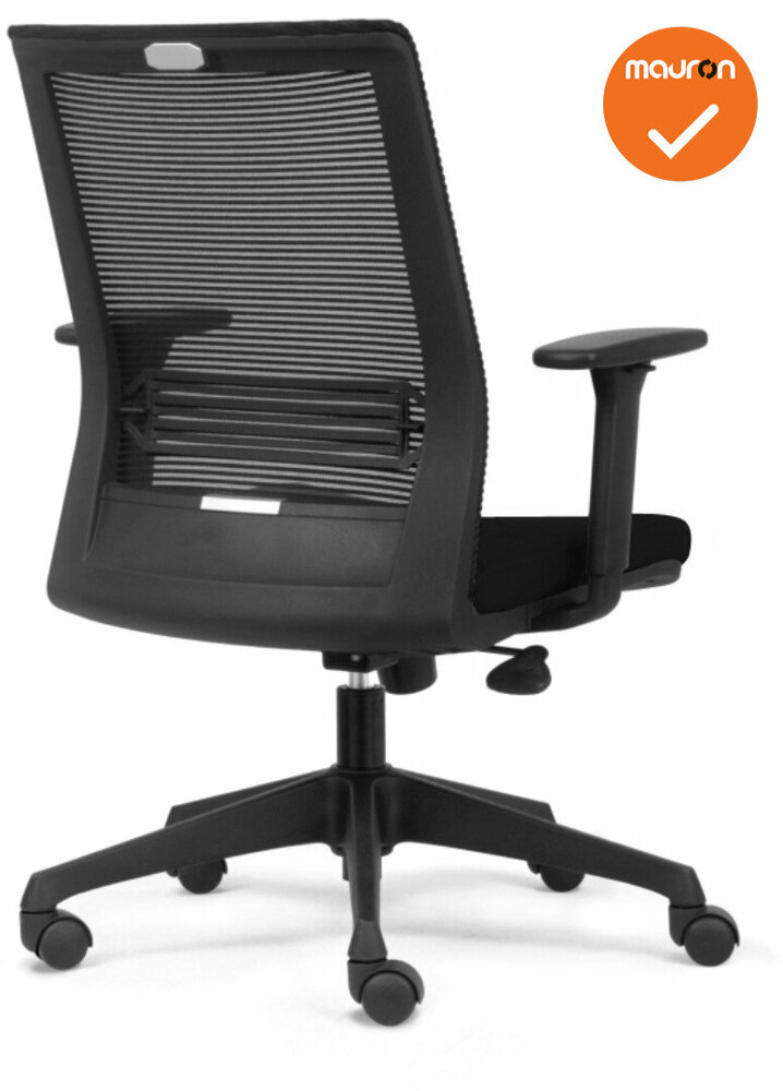 Evora Bureaustoel - NIEUW - Zwarte stoffering - Netweave rug - Zwart voetkruis - Harde wielen
