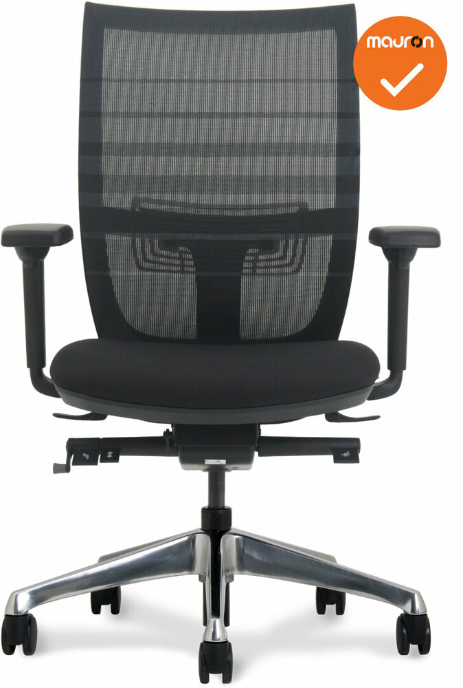 Curve Deluxe Bureaustoel - NIEUW - Zwarte stoffering - Chroom voetkruis 