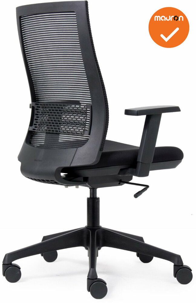 Canillo Bureaustoel - NIEUW - Zwarte stoffering - Netweave rug - Zwart voetkruis 