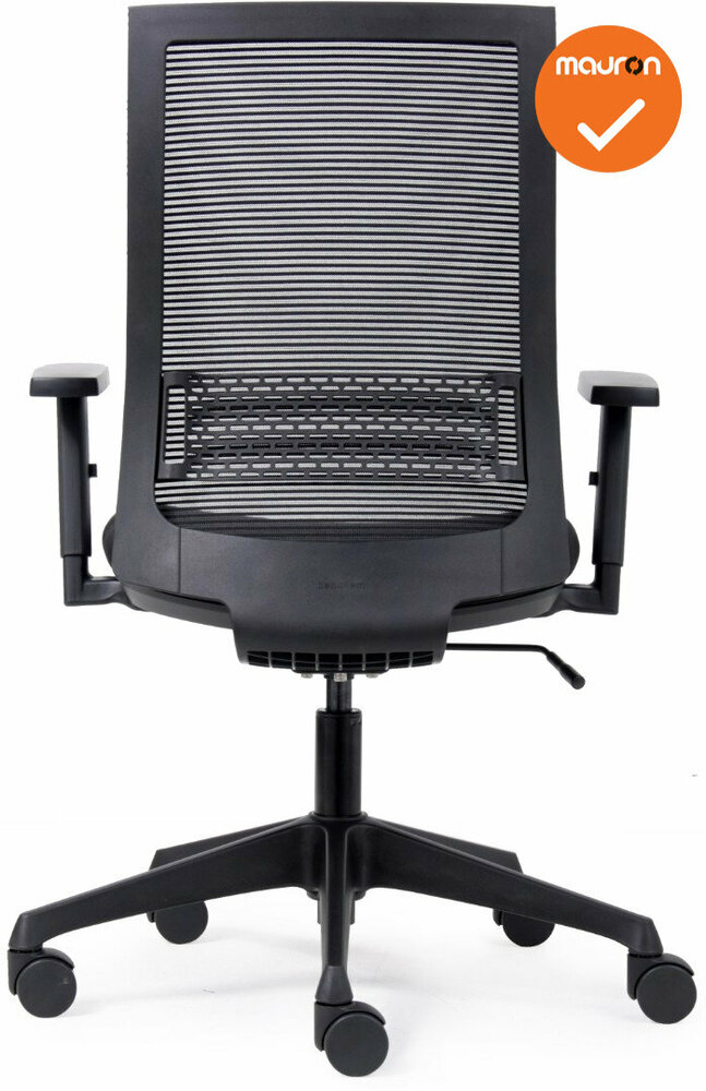 Canillo Bureaustoel - NIEUW - Zwarte stoffering - Netweave rug - Zwart voetkruis 