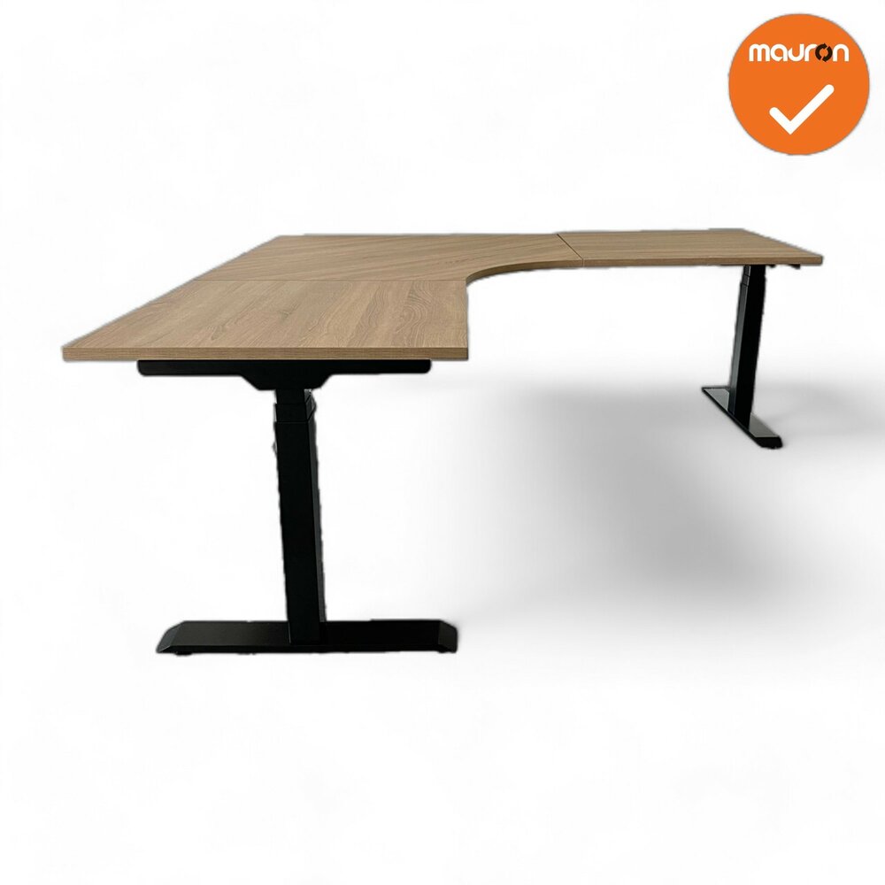 Mauforce - DELUXE - zit-sta elektrisch hoekbureau - NIEUW - 200x200cm - Met ronding - Bladkleur naar keuze - onderstelkleur naa
