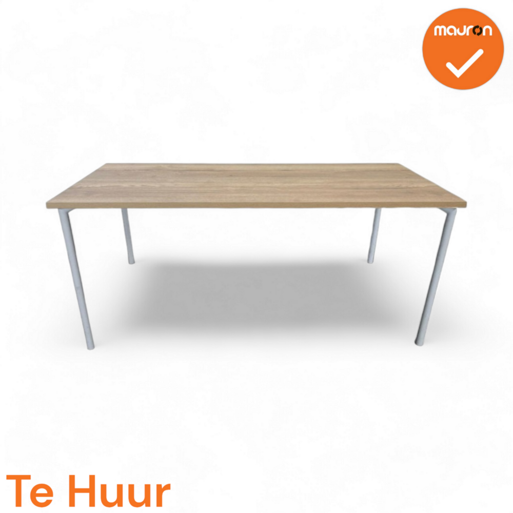 Huren: Vergadertafel - 4-poots - 160x80cm - met wit onderstel - Bladkleur naar keuze