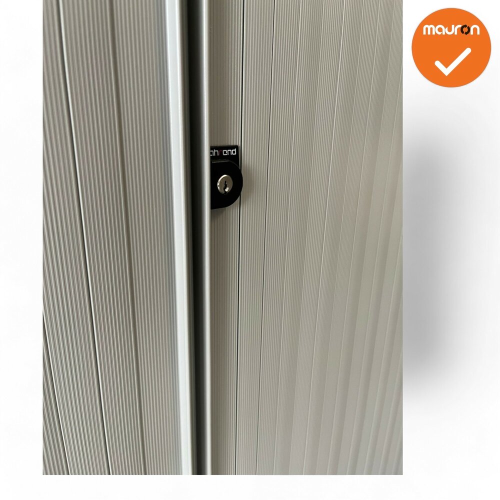 Ahrend Roldeurkast - 195x120x45 - Zilvergrijs - Wit beige deuren
