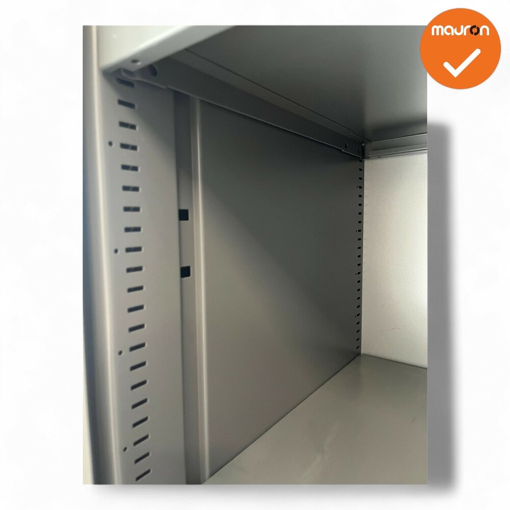 Ahrend Roldeurkast - 195x120x45 - Zilvergrijs - Wit beige deuren