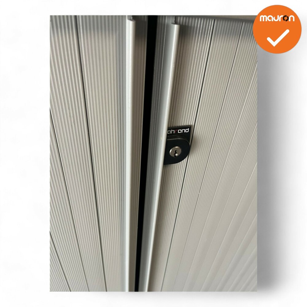 Ahrend Roldeurkast - 110x120x45 - Zilvergrijs met witbeige roldeuren