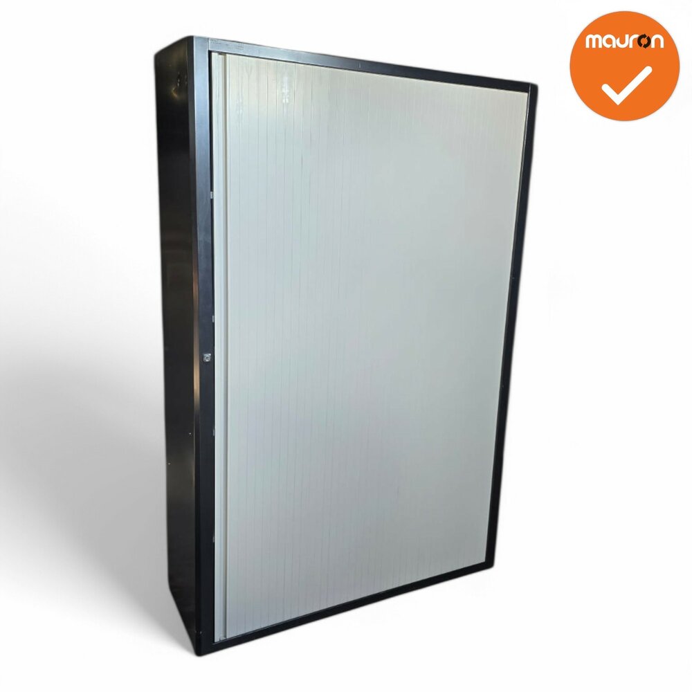 Roldeurkast - Basic - 195x127x45 - Zwart met grijze deur - 1 roldeur