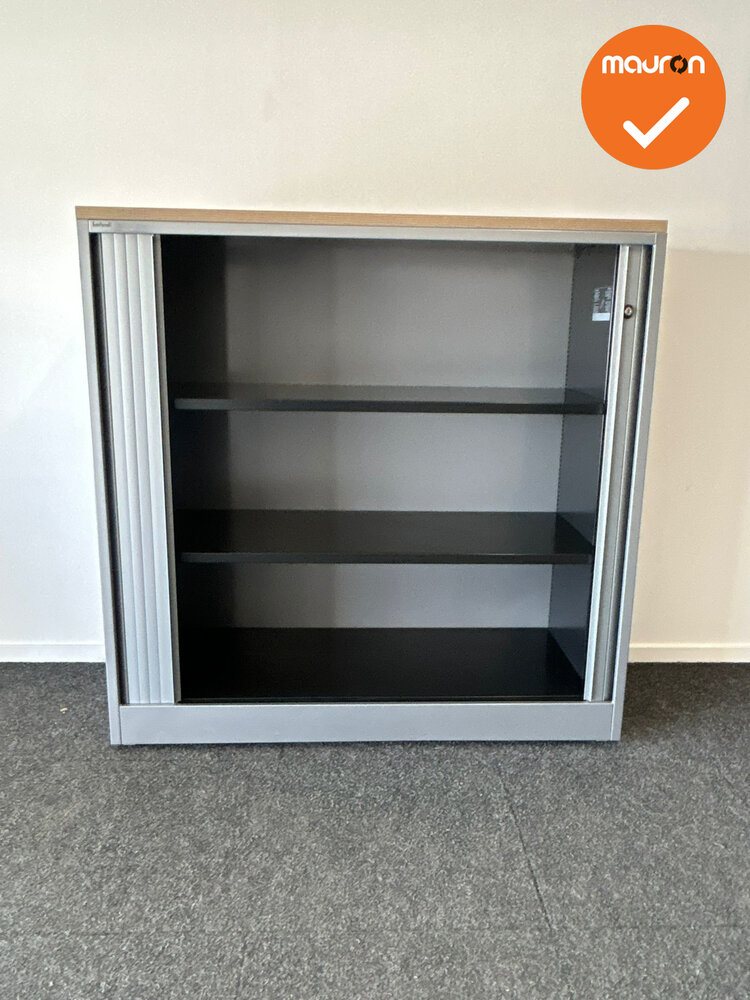 Roldeurkast - Ahrend - 120x120x45cm - Zilvergrijs met zilvergrijze kunststof roldeuren - Topblad naar keuze