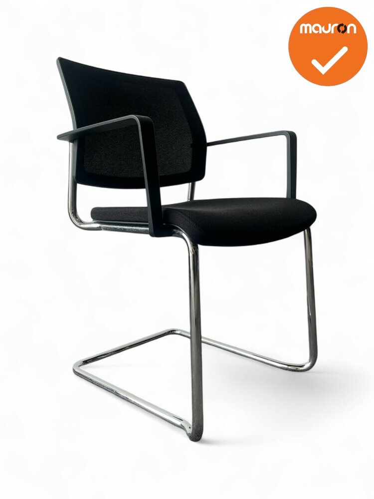 Vergaderstoel Gispen - Zwarte stoffering - chroom frame
