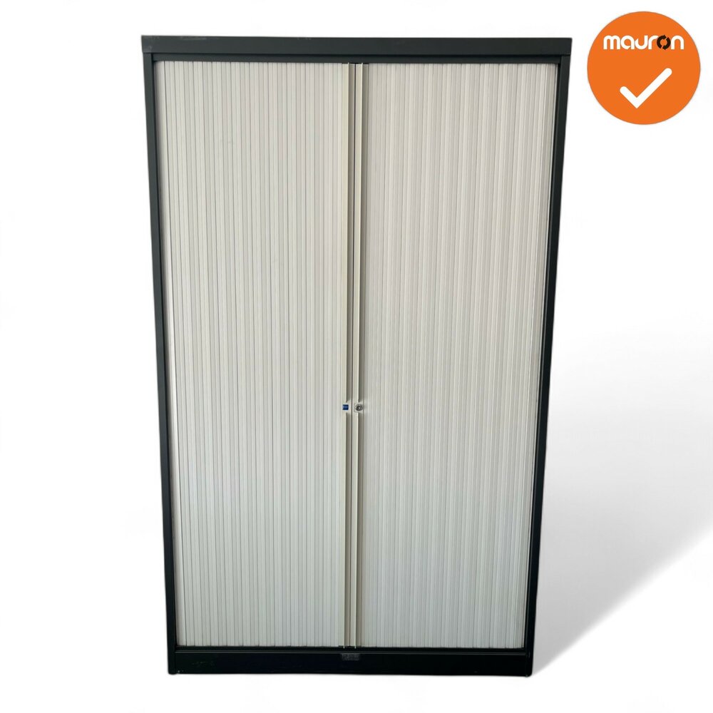 Mewaf roldeurkast - 198x120x48cm - Zwart/donkerblauw  met grijze deuren 