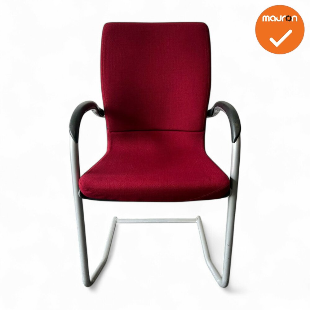 Ahrend 230 vergaderstoel - Zilvergrijs frame - Rode stoffering