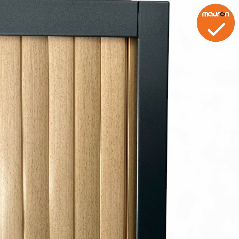 Roldeurkast - Basic - 195x120x45cm - Antraciet met beuken deuren