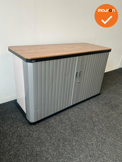 Gispen octa Roldeurkast B-Keuze - 74x120x45cm - Wit met zilvergrijze roldeuren