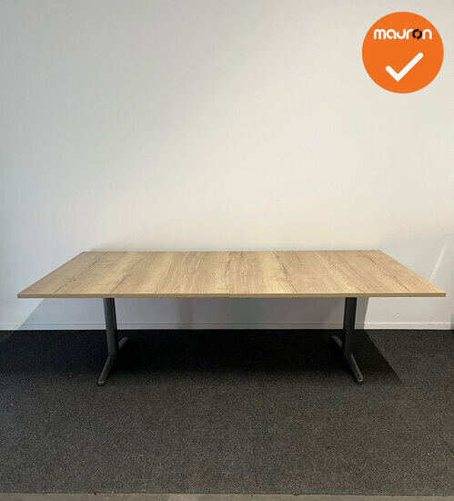 Ahrend Vergadertafel - Rechthoekig- 240x120cm - Halifax Naturel - Bestaand uit 2 bladen - Antraciet onderstel