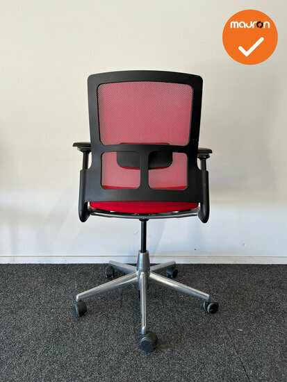 Ahrend 2020 Verta bureaustoel - refurbished - rode stoffering  - medium rug - chrome voetkruis