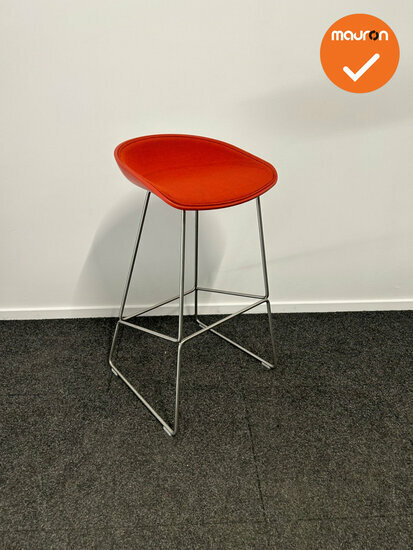 Barkruk - HAY- about a stool - Rood gestoffeerd - chroom onderstel