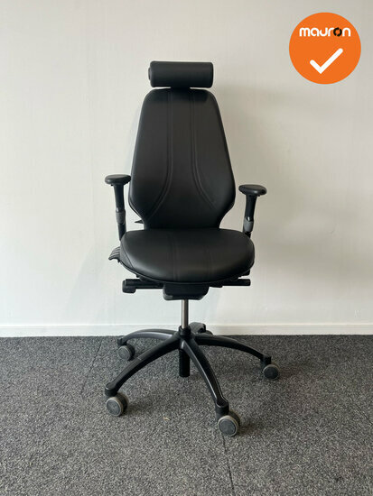 RH Logic 400 - Nieuw zwart kunstleer - Met hoofdsteun - Inclusief lendepomp - Zwart voetkruis