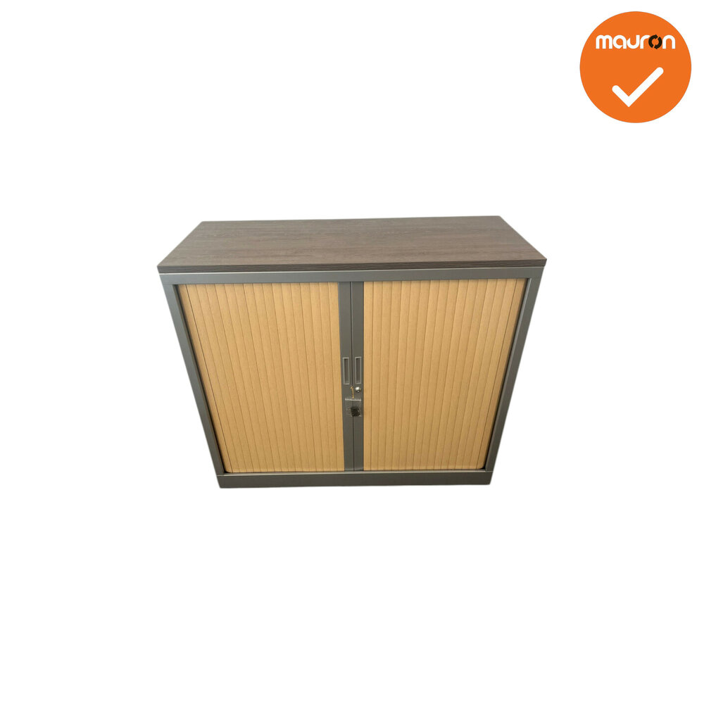 Robberechts roldeurkast - 105x120x45cm - Antraciet met beuken deuren - inclusief 2 sleutels