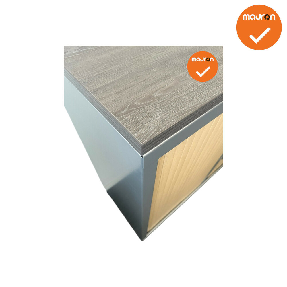 Robberechts roldeurkast - 105x120x45cm - Antraciet met beuken deuren - inclusief 2 sleutels