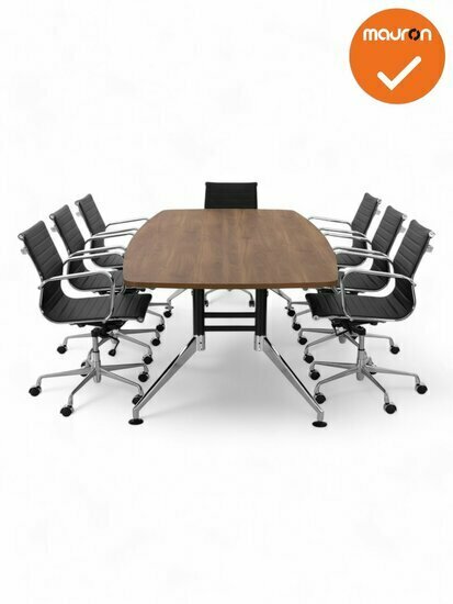 Luxe vergadertafel - bootvormig SIGN - 260x120 cm - Cognac Walnoten