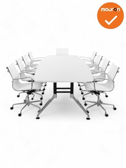 Grote vergadertafel - bootvormig SIGN - 320x120 cm - Wit