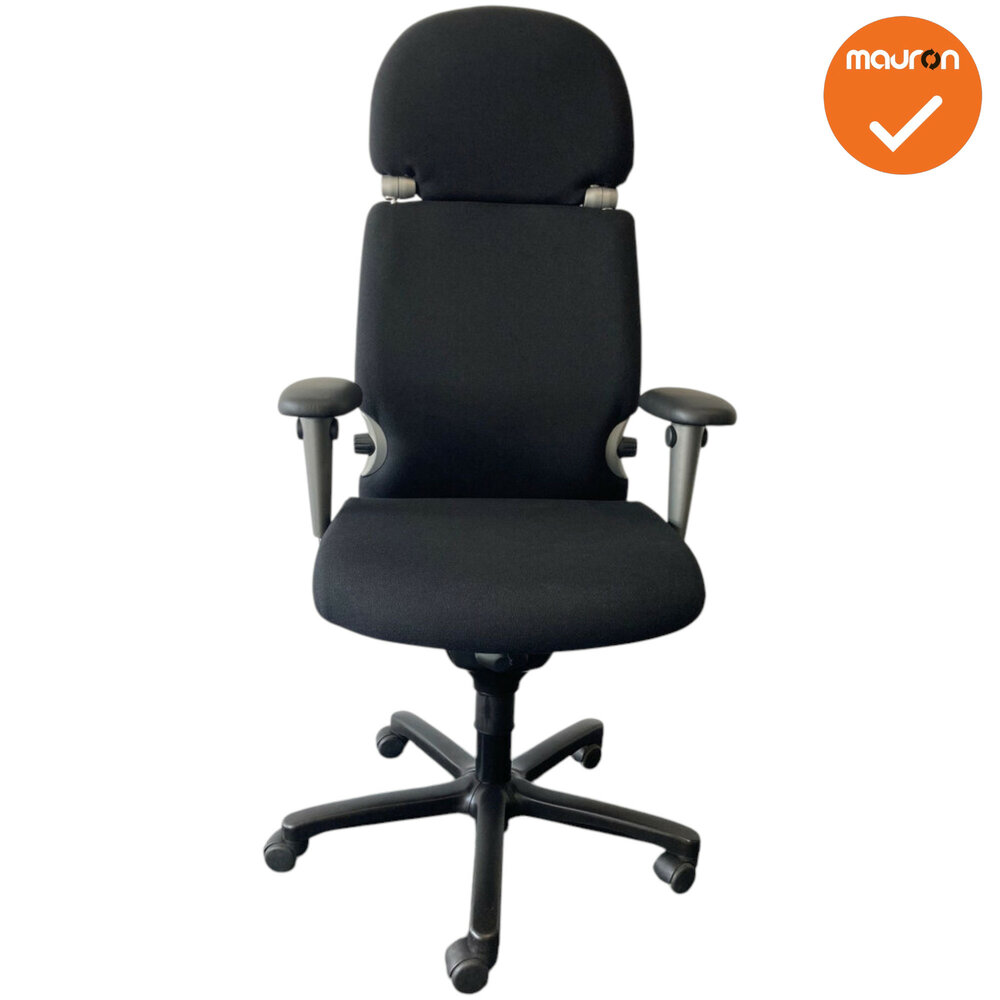 Haworth Comforto 77 met hoofdsteun -  zwarte stoffering - inclusief kunststof armpads
