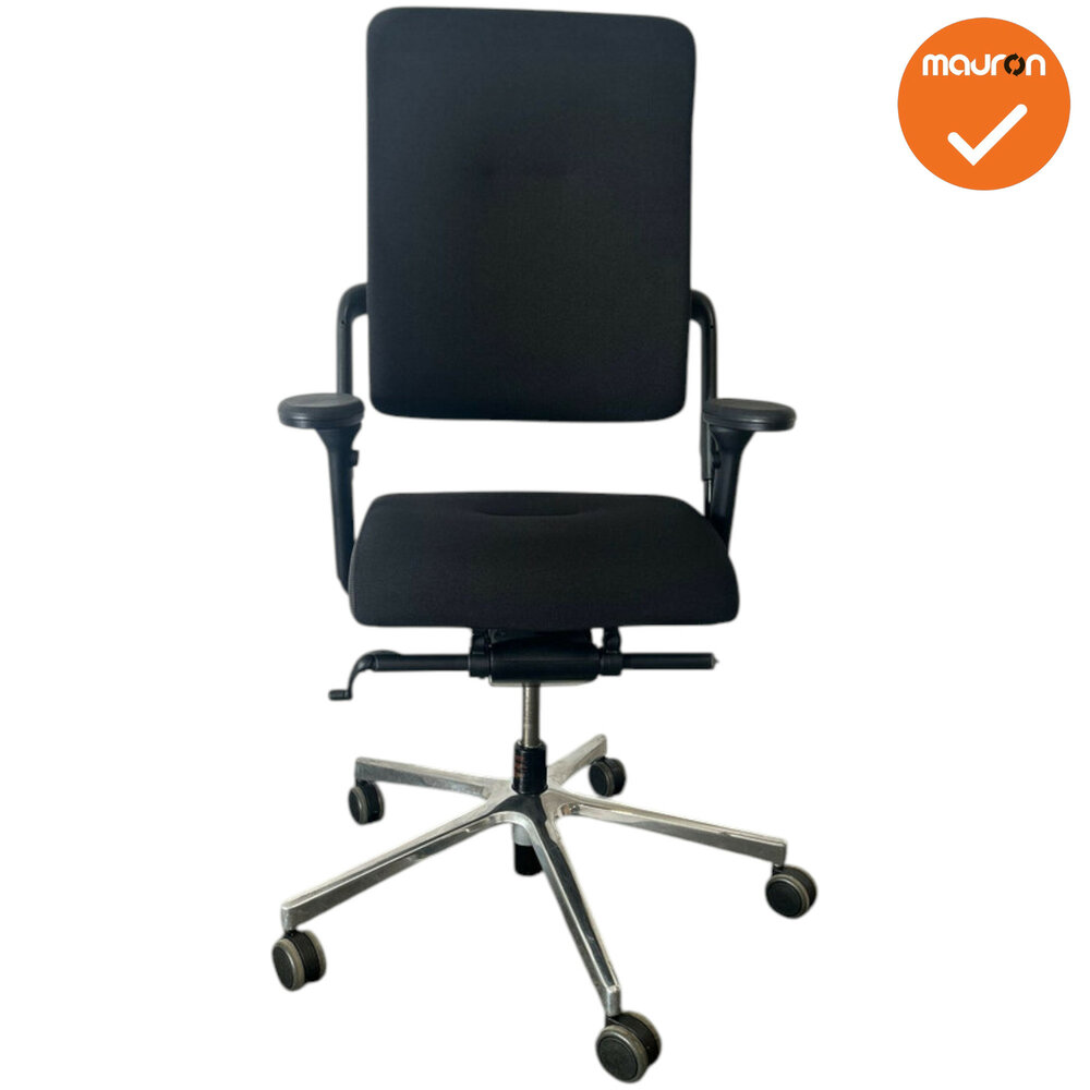 Grahl Xenium Classic bureaustoel - Classic  - refurbished - Zwarte stoffering met grijze zijkant zitting - chroom voetkruis - z