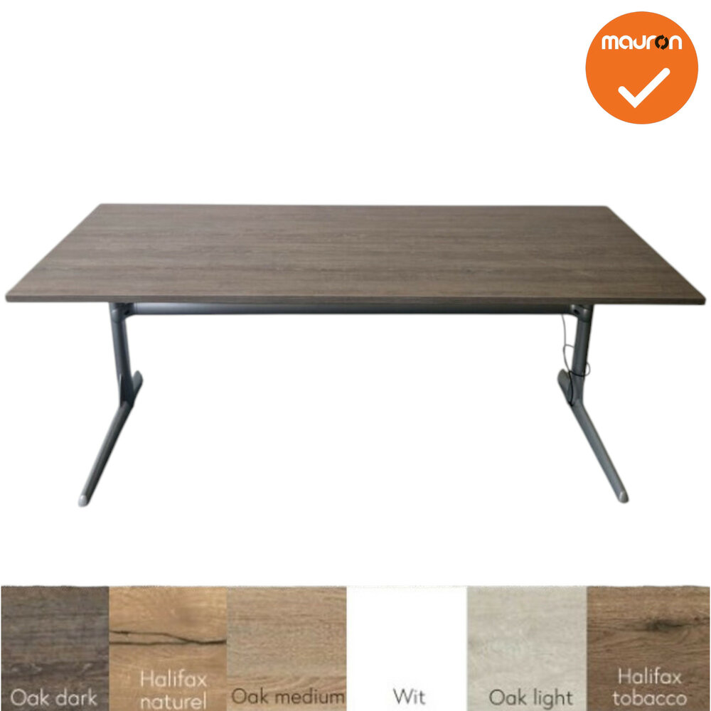 Ahrend 500 zit-sta bureau - nieuw blad naar keuze - 200cm breed - zilvergrijs onderstel 