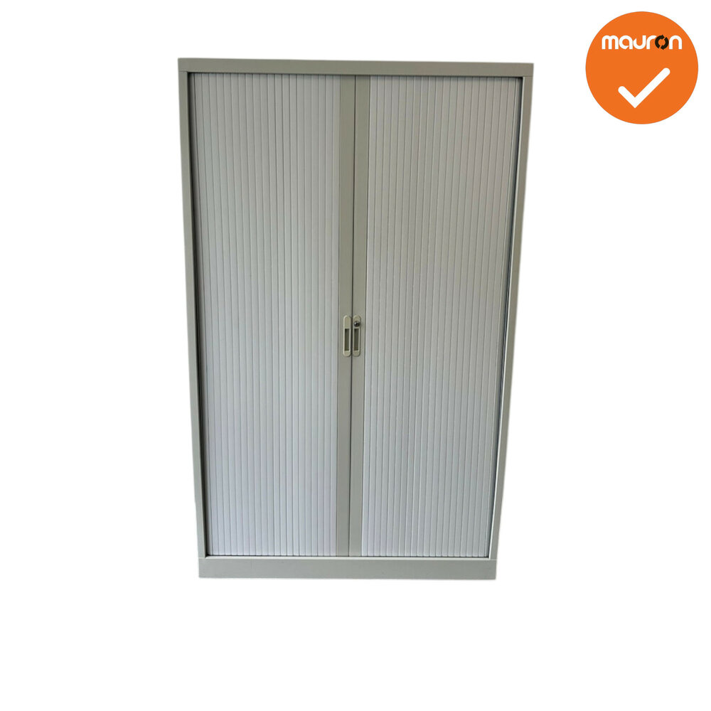 Roldeurkast - 198x122x45cm - Beige met witgrijze deuren - 3 legborden