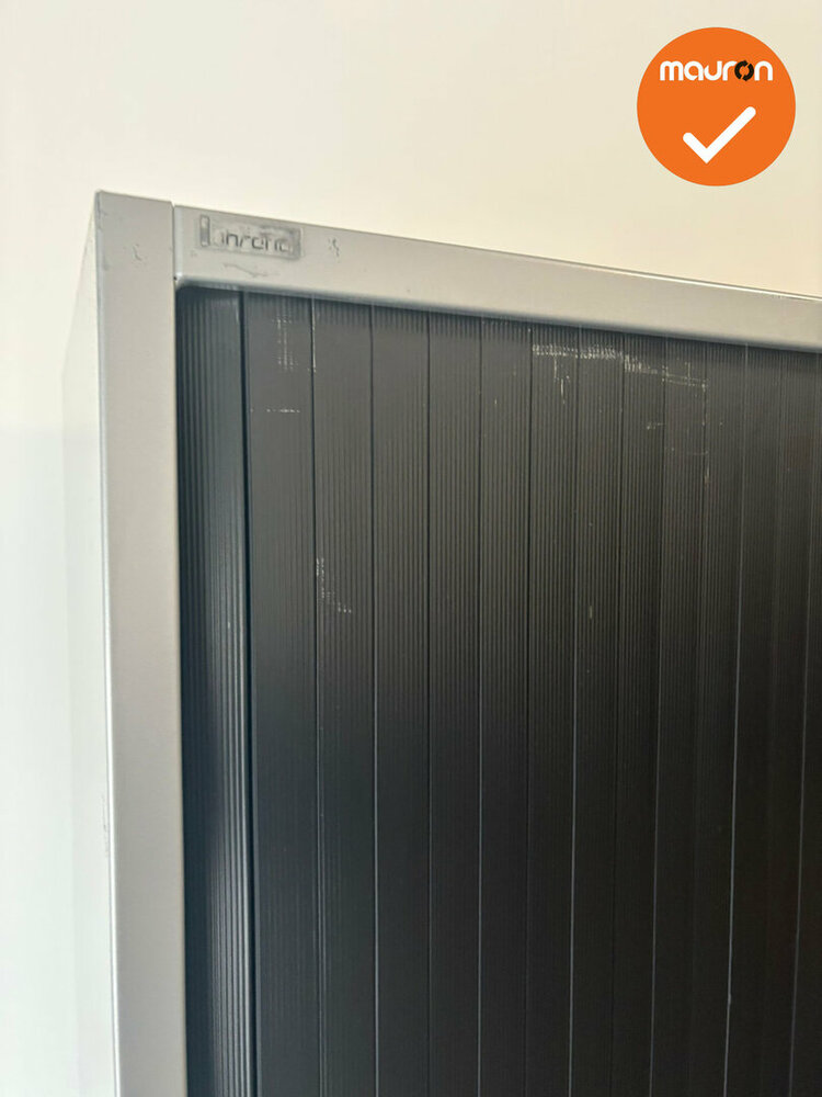 B-keuze - Roldeurkast - Ahrend - 195x120x45cm - Zilvergrijs met zwarte deuren
