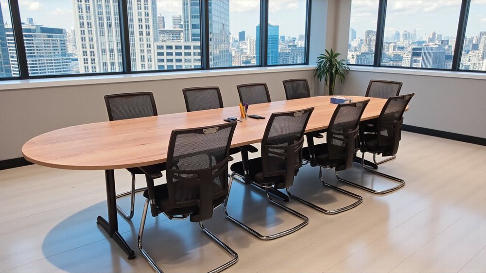 Ahrend vergadertafel - 400x120cm - Ovaal - bladkleur naar keuze