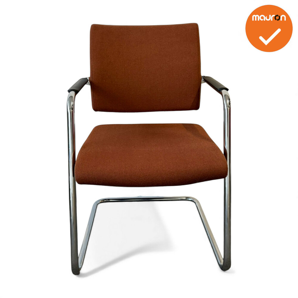 Rohde &amp; Grahl - Vergaderstoel - Kastanjebruine stoffering - Chroom frame