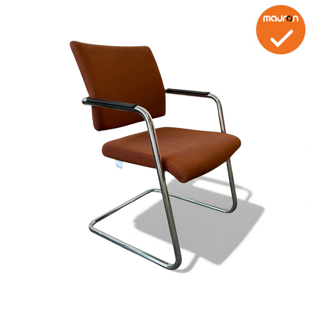 Rohde &amp; Grahl - Vergaderstoel - Kastanjebruine stoffering - Chroom frame