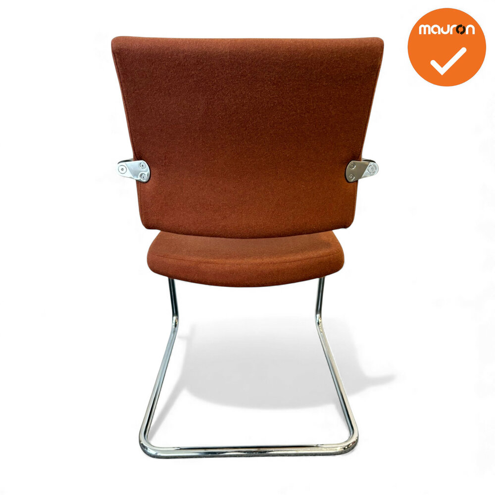 Rohde &amp; Grahl - Vergaderstoel - Kastanjebruine stoffering - Chroom frame