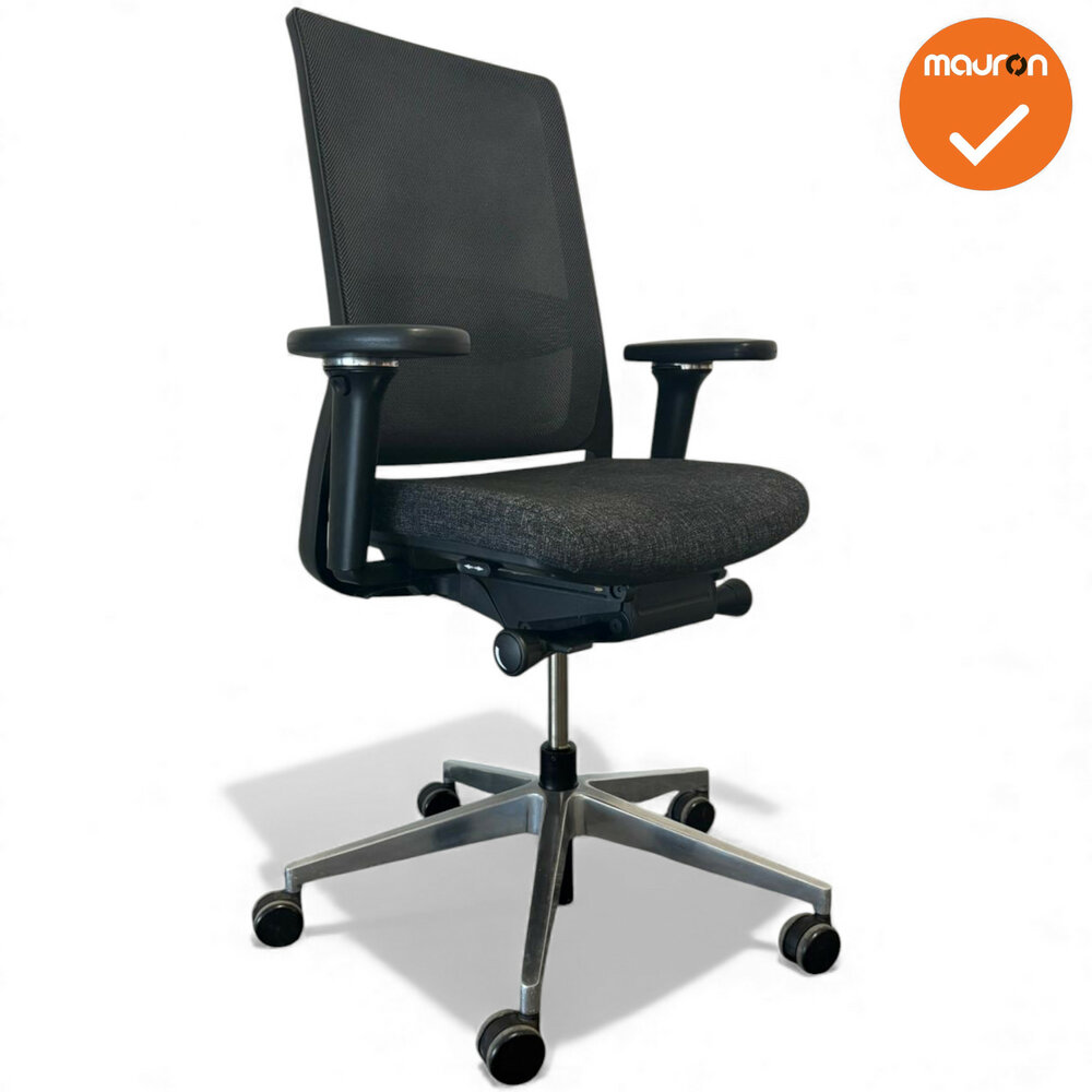 Gispen Zinn  - 4D Armleggers - Antracietgrijs gem&ecirc;leerde stoffering - Chroom voetkruis