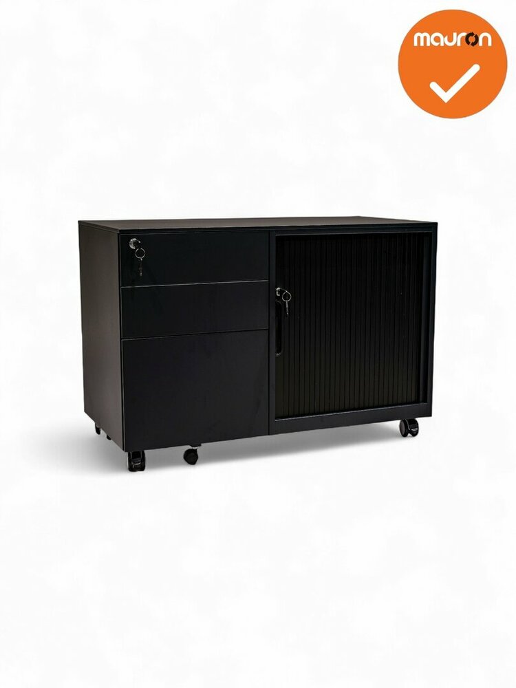 Verrijdbaar ladeblok met schuifdeurkast - NIEUW- topblad in kleur naar keuze