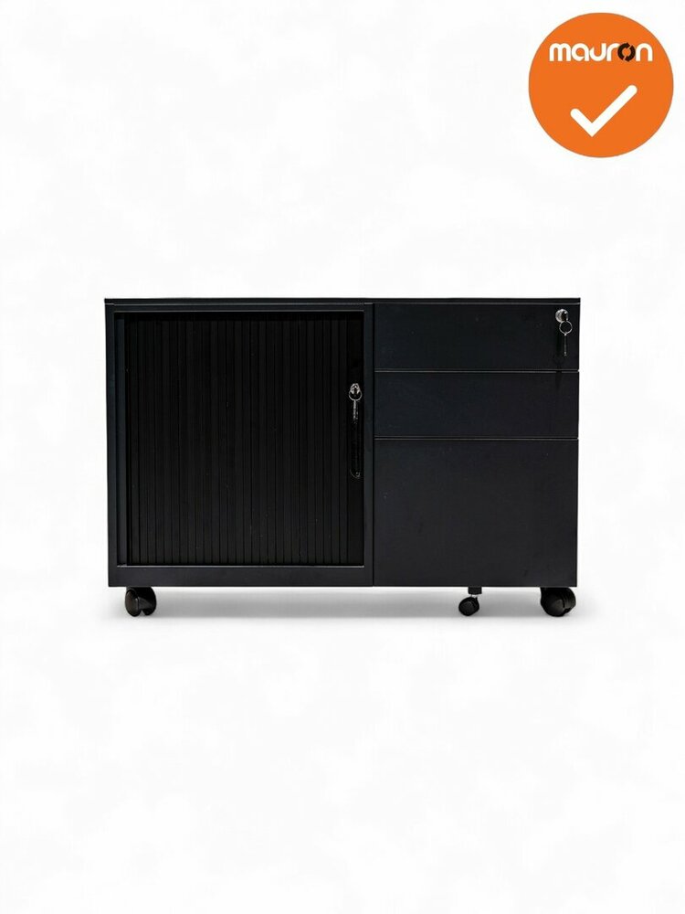 Verrijdbaar ladeblok met schuifdeurkast - NIEUW- topblad in kleur naar keuze