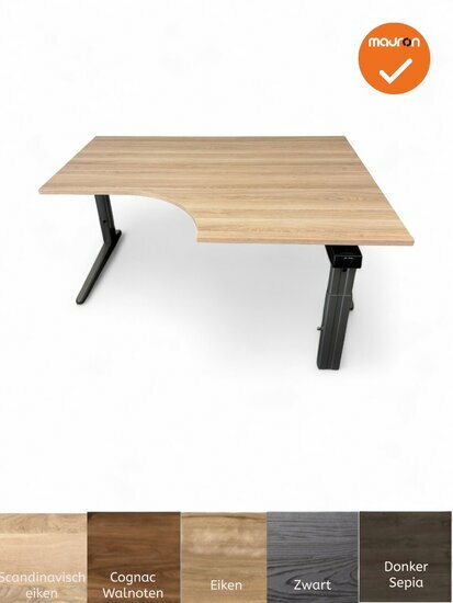 Ahrend Essa hoekbureau - Handmatig verstelbaar - 160x120cm - Bladkleur naar keuze - Antraciet onderstel