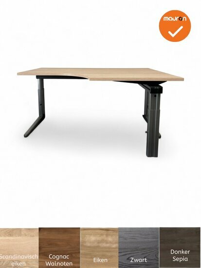 Ahrend Essa hoekbureau - Handmatig verstelbaar - 160x120cm - Bladkleur naar keuze - Antraciet onderstel