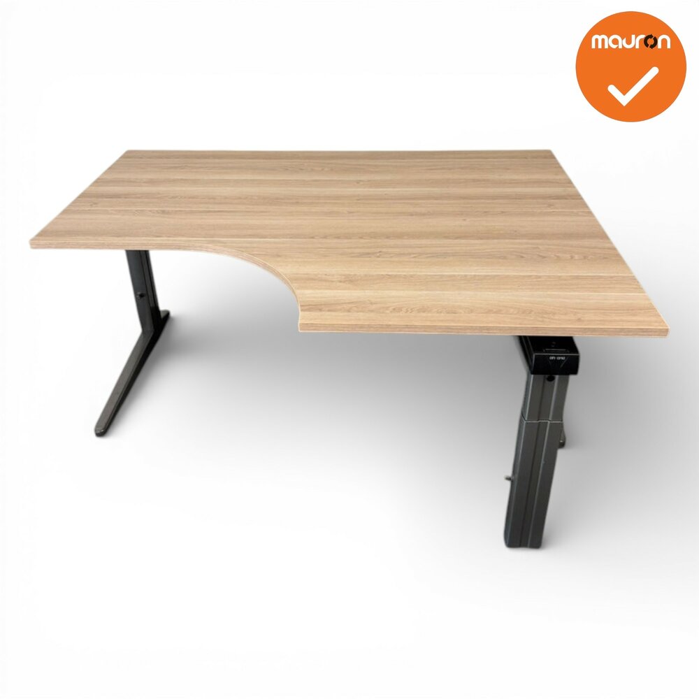 Ahrend Essa hoekbureau - Handmatig verstelbaar - 160x120cm - Bladkleur naar keuze - Antraciet onderstel