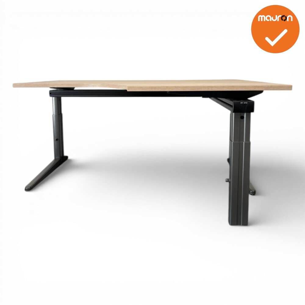 Ahrend Essa hoekbureau - Handmatig verstelbaar - 160x120cm - Bladkleur naar keuze - Antraciet onderstel