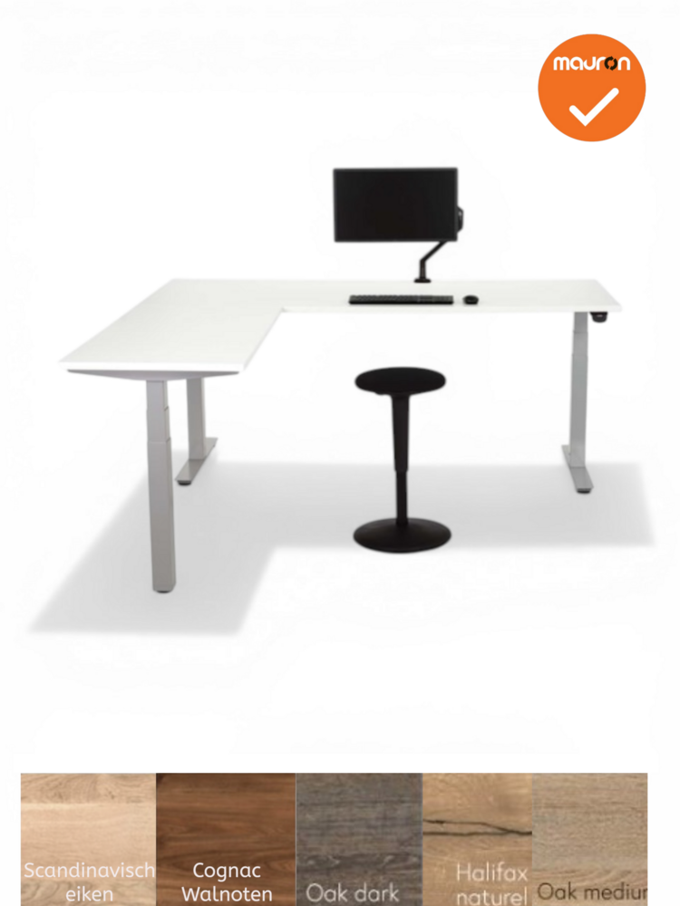 Mauforce zit-sta hoekbureau - Wit