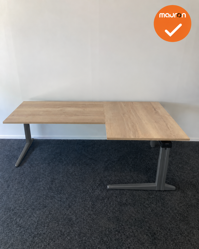 Ahrend hoekbureau &ndash; 200x120 cm &ndash; Handmatig verstelbaar &ndash; Antraciet onderstel &ndash; Nieuw blad