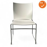 Vergaderstoel FP S450 - Wit leer - Chroom frame